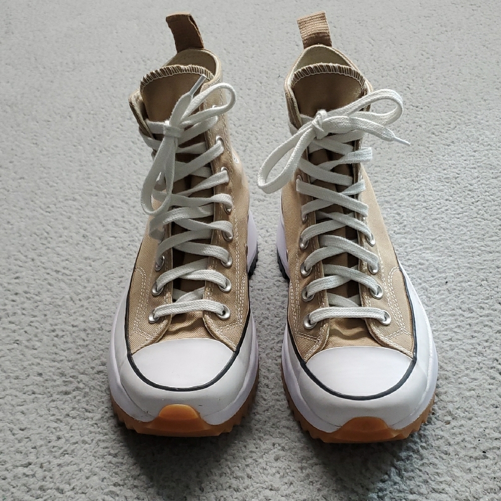 Converse Women's Beige High-Top Platform Sneakers with Chunky Tread Size 8.5 - Picture 2 of 13